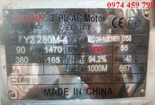 Motor chân đế 90Kw, 400V/ 50Hz, 1470 PRM Motor chân đế 90Kw, 400V/ 50Hz, 1470 PRM