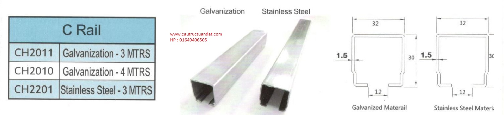 Thông số ray C Thông số ray C