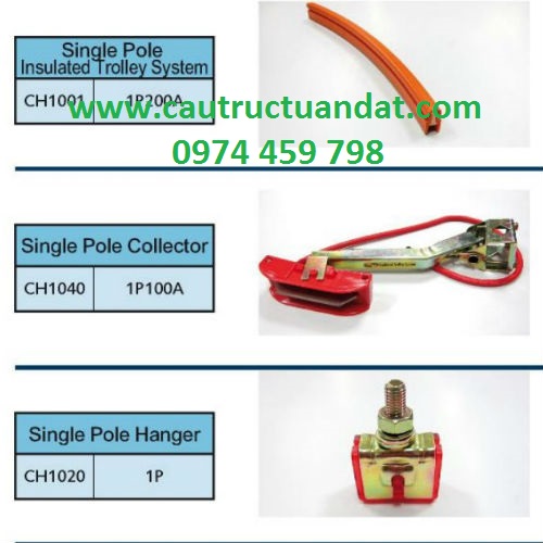 Ray điện an toàn 1 pha dạng ray đơn thường Ray điện an toàn 1 pha dạng ray đơn thường