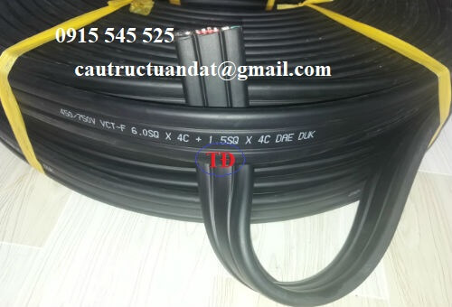 Cáp dẹt 4Cx6 + 4Cx1.5 cho cầu trục Cáp dẹt 4Cx6 + 4Cx1.5 cho cầu trục