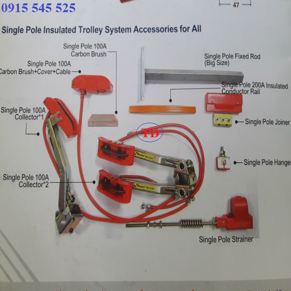 Ray điện an toàn cầu trục 1P 200A và phụ kiện Ray điện an toàn cầu trục 1P 200A và phụ kiện