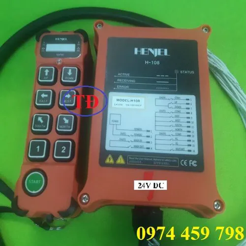 Điều khiển từ xa 8 nút 24V cho cầu trục hoặc xe