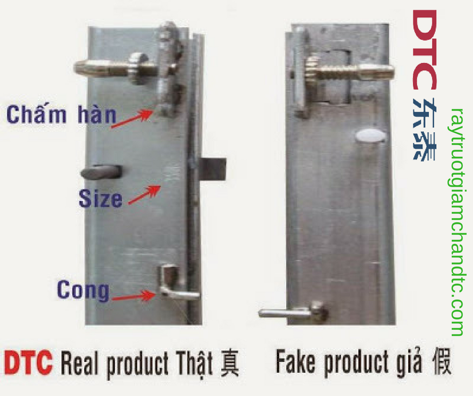 Các đặc điểm nhận biết Ray trượt âm DTC giảm chấn hàng thật và hàng giả Các đặc điểm nhận biết Ray trượt âm DTC giảm chấn hàng thật và hàng giả