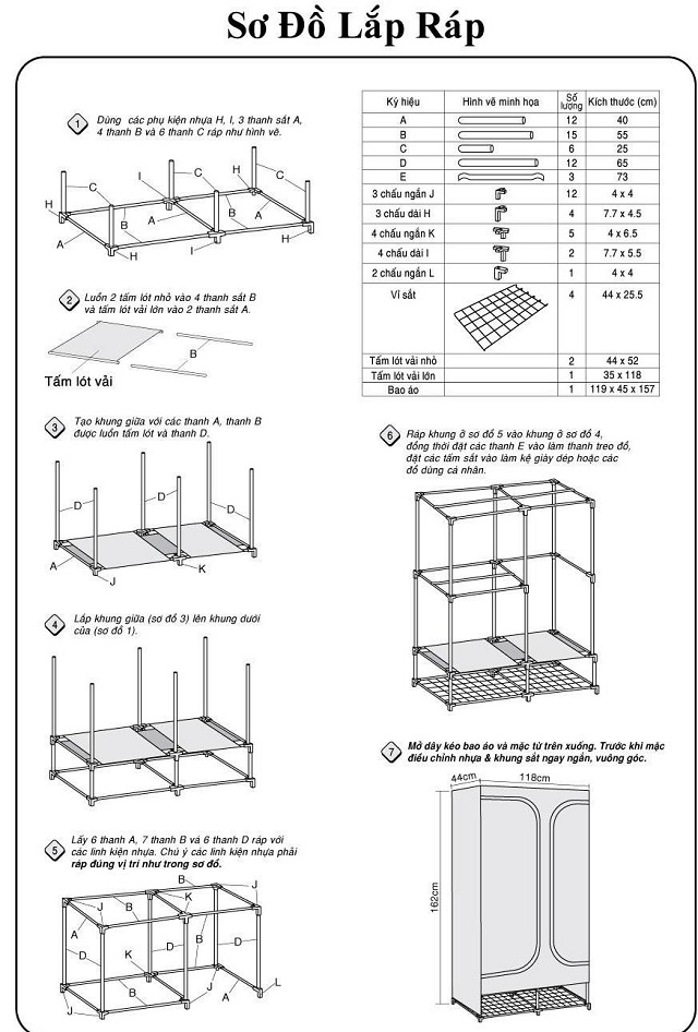 Hướng dẫn lắp tủ vải chi tiết với từng loại khác nhau