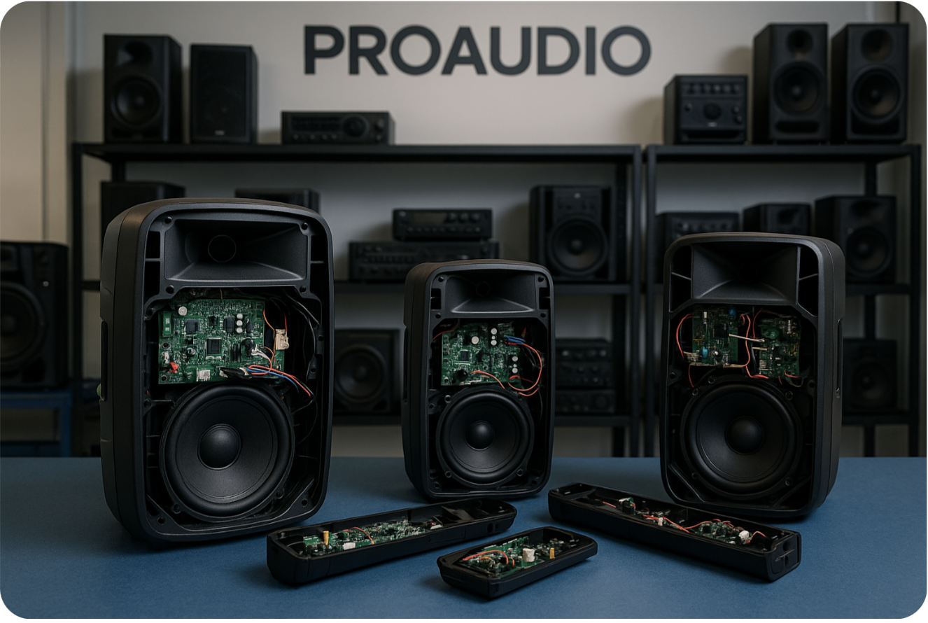 loa bluetooth loa kéo đang được sửa chữa tại trung tâm tphcm q3 proaudio