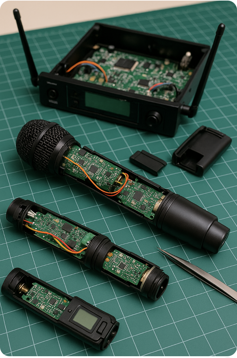 micro không dây được sửa chữa tại trung tâm tphcm q3 proaudio