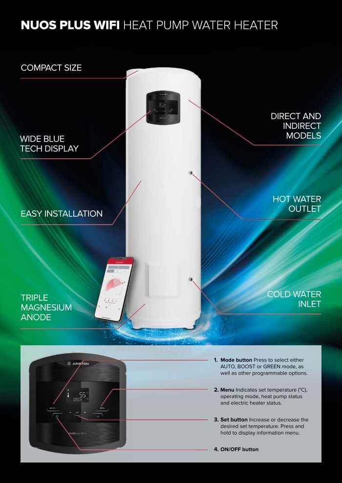 Máy bơm nhiệt Ariston 270 Lít Nuos Split Inverter Wifi FS 270