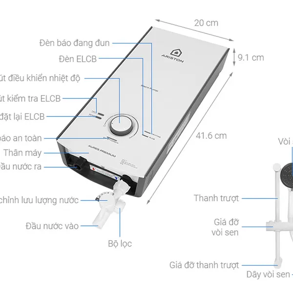 Máy nước nóng trực tiếp Aures Premium 4.5P