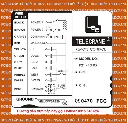Sơ đồ lắp đặt điều khiển Telecrane  Sơ đồ lắp đặt điều khiển Telecrane