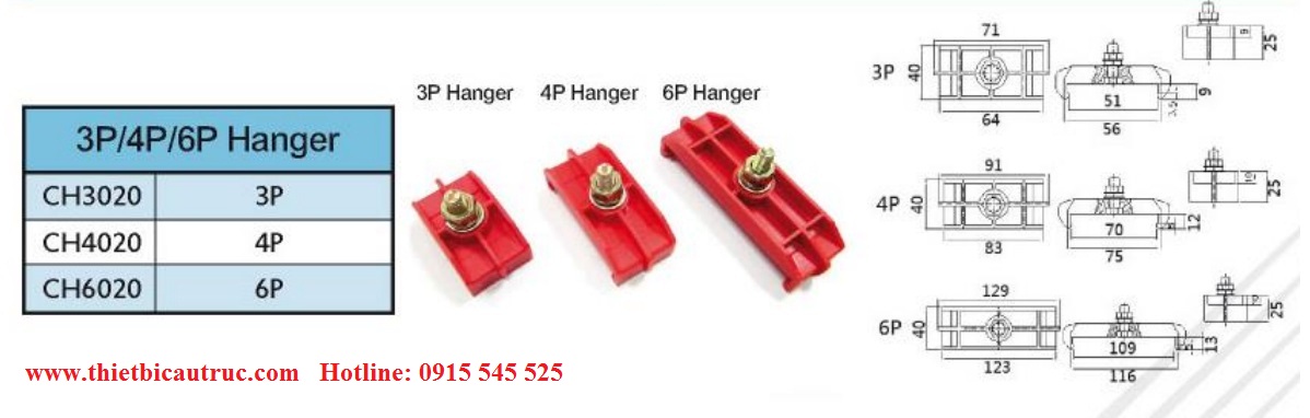 Kẹp ray điện an toàn 3P, 4P, 6P Kẹp ray điện an toàn 3P, 4P, 6P