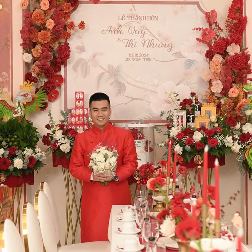 TRANG TRÍ GIA TIÊN TONE MÀU ĐỎ CAM KEM