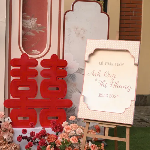 TRANG TRÍ GIA TIÊN TONE MÀU ĐỎ CAM KEM