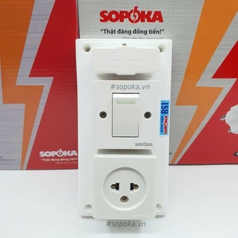 Bảng Điện 1 Công Tắc 1 Lỗ Cắm Có Cầu Chì BS1 SOPOKA