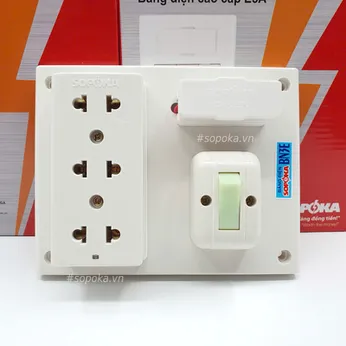 Bảng Điện 1 Công Tắc 3 Lỗ Cắm BN3E SOPOKA