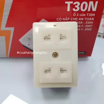 Ổ Cắm Điện 2 Lỗ Gắn Táp Lô Có Màn Che T30N SOPOKA