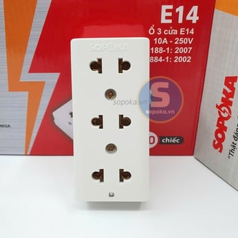 Ổ Cắm Điện 3 Lỗ Gắn Tường Gắn Táp Lô E14 SOPOKA