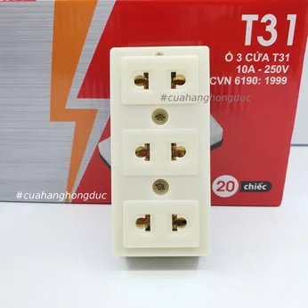 Ổ Cắm Điện 3 Lỗ Gắn Tường Gắn Táp Lô T31 SOPOKA