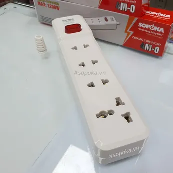Ổ Cắm Điện 4 Lỗ Lõi Sứ Không Dây 2200W Có Công Tắc 4M-0 SOPOKA
