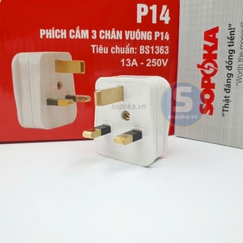 Phích Cắm 3 Chân Vuông Tiêu Chuẩn Nước Anh BS1363 P14 SOPOKA