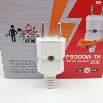 Phích Cắm Điện 3000W Siêu Chịu Tải Thân Hẹp P3000W-TH SOPOKA (Chân 5mm)