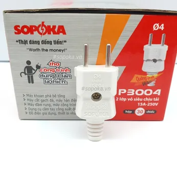 Phích Cắm Điện Chịu Tải 3000W Chân 4mm P3004 SOPOKA