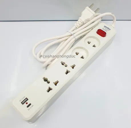 Ổ Cắm Điện 4 Lỗ USB Sạc Nhanh Type-C Lõi Sứ 2200W 4C2 SOPOKA