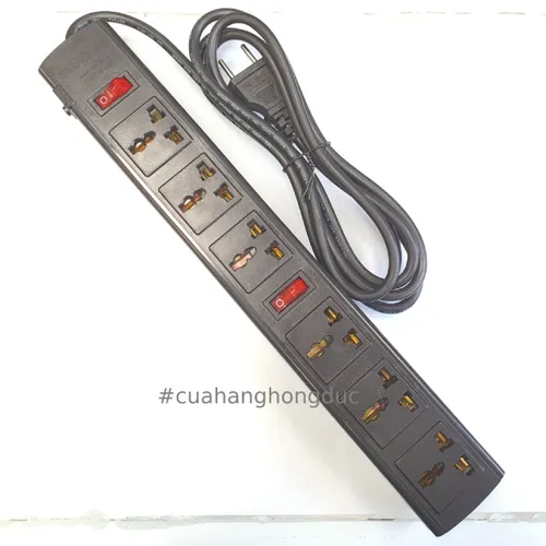 Ổ Cắm Điện 6 Lỗ 3 Chấu 2200W Lõi Sứ Chống Cháy Breaker 6T SOPOKA