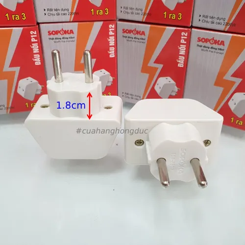 Đầu Nối Chia Điện 3 Lỗ Cổ Cao 2200W P12 SOPOKA