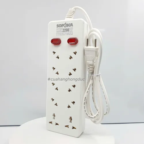 Ổ Cắm Chéo 10 Lỗ 2200W 10A SOPOKA