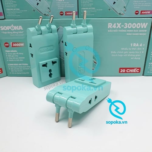 Ổ Chia Điện 4 Lỗ Dẹp Cổ Xoay 3000W R4X-3000W SOPOKA