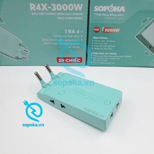 Ổ Chia Điện 4 Lỗ Dẹp Cổ Xoay 3000W R4X-3000W SOPOKA