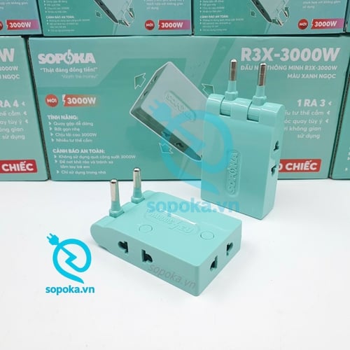 Ổ Chia Điện 3 Lỗ Dẹp Cổ Gập Xoay 3000W R3X-3000W SOPOKA