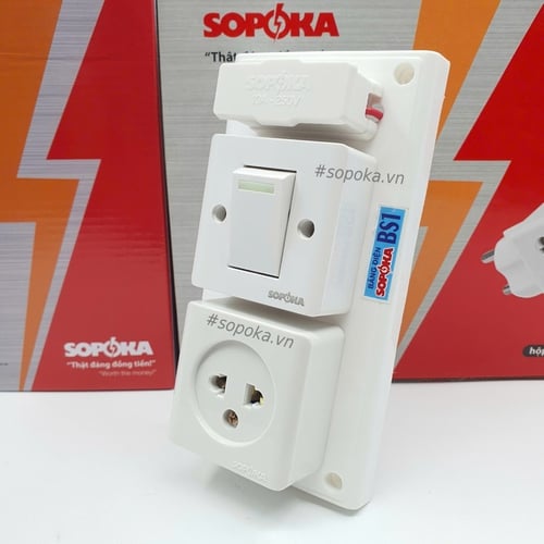 Bảng Điện 1 Công Tắc 1 Lỗ Cắm Có Cầu Chì BS1 SOPOKA