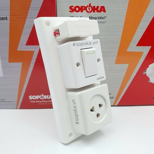 Bảng Điện 1 Công Tắc 1 Lỗ Cắm Có Cầu Chì BS1 SOPOKA
