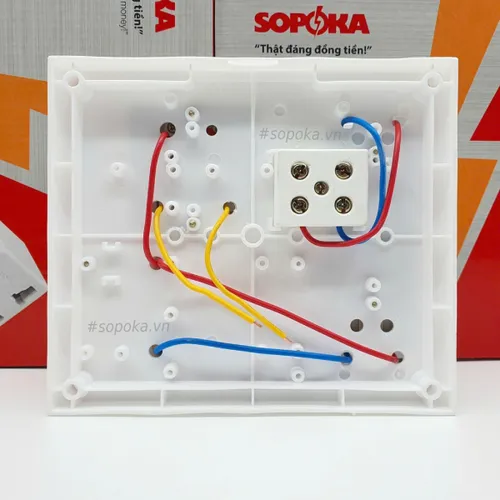 Bảng Điện 2 Công Tắc 3 Lỗ Cắm Cầu Dao Sứ 15A BS5 SOPOKA