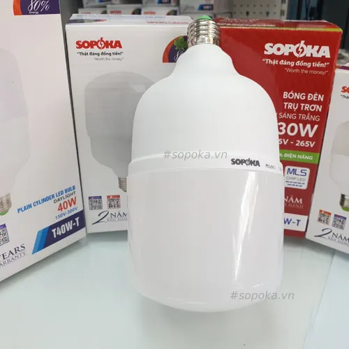 Bóng Đèn Led Hình Trụ Trơn Sáng Trắng Dòng T SOPOKA