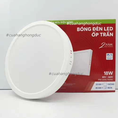 Bóng Đèn LED Ốp Trần Nổi Tròn Sáng Trắng Vành Nhựa SOPOKA