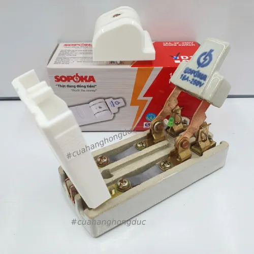 Cầu Dao Đế Sứ 1 Pha 15A-2P Màu Trắng D1H SOPOKA