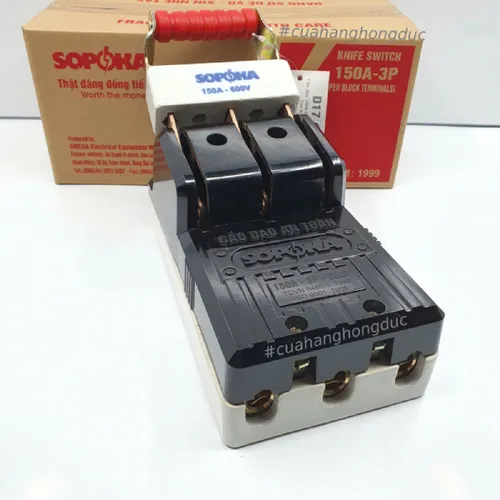 Cầu Dao Đế Sứ 3 Pha 3P 150A 600V Màu Đen D17 SOPOKA