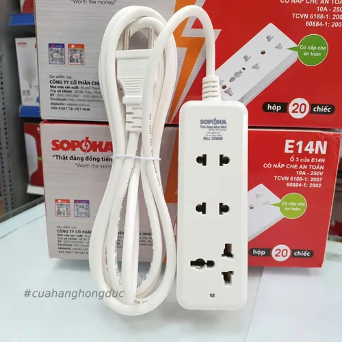 Ổ Cắm Điện 3 Lỗ 2200W Lõi Sứ Có Dây 3C2 SOPOKA