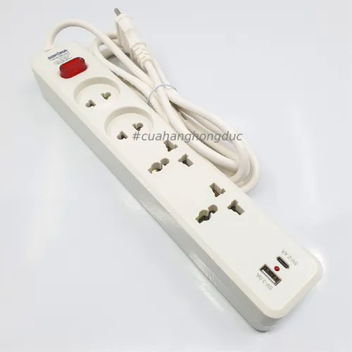 Ổ Cắm Điện 4 Lỗ USB Sạc Nhanh Type-C Lõi Sứ 2200W 4C2 SOPOKA