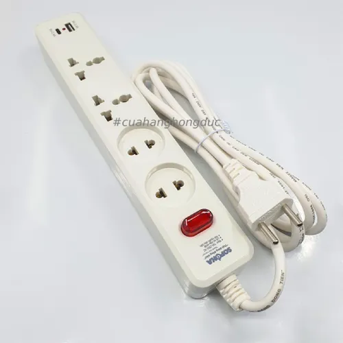 Ổ Cắm Điện 4 Lỗ USB Sạc Nhanh Type-C Lõi Sứ 2200W 4C2 SOPOKA