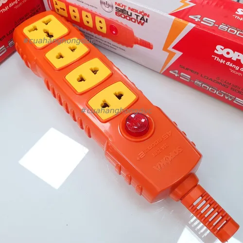 Ổ Cắm Điện 4 Lỗ 6000W Không Dây Nút Nguồn 4S-6000W2+ SOPOKA