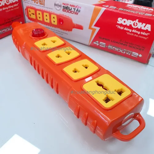 Ổ Cắm Điện 4 Lỗ 6000W Không Dây Nút Nguồn 4S-6000W2+ SOPOKA