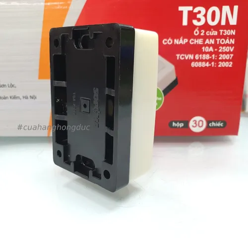 Ổ Cắm Điện 2 Lỗ Gắn Táp Lô Có Màn Che T30N SOPOKA