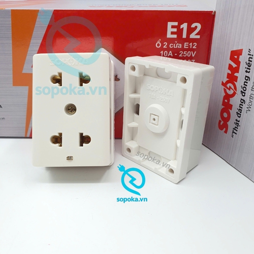 Ổ Cắm Điện 2 Lỗ Gắn Tường E12 SOPOKA