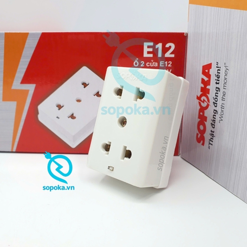 Ổ Cắm Điện 2 Lỗ Gắn Tường E12 SOPOKA