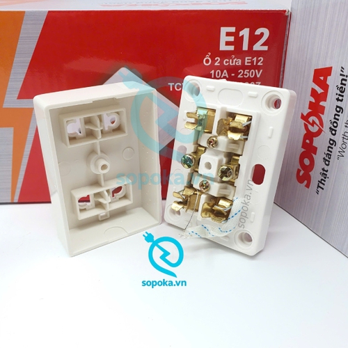 Ổ Cắm Điện 2 Lỗ Gắn Tường E12 SOPOKA