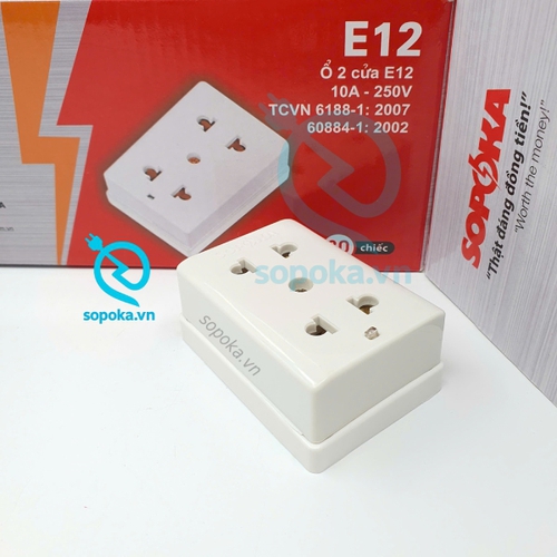 Ổ Cắm Điện 2 Lỗ Gắn Tường E12 SOPOKA