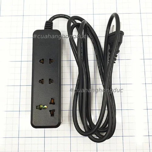 Ổ Cắm Điện 3 Lỗ 2200W Lõi Sứ Màu Đen 3K SOPOKA